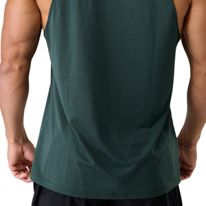 Camiseta sin mangas verde para hombre, transpirable, de malla, ajustada, para gimnasio, entrenamiento, fitness, deportes, OEM, al por mayor - Product Image 6