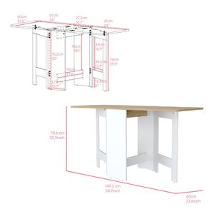Tavolo da pranzo pieghevole Esart bianco/Macadamia per soggiorno soluzione elegante e salvaspazio - Product Image 3