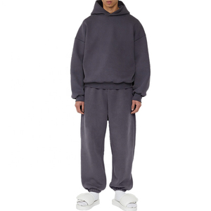 Custom Blank 500GSM Heavyweight Boxy Hoodie Tracksuit Cotton Oversized Hip Hop Hoodie and <b>Sweatpants</b> <b>Set</b> Manufacturer - Product Image 4
