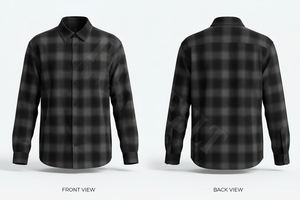 Chemise habillée décontractée à manches longues en coton doux et confortable, imprimée sur mesure, en flanelle, à carreaux, pour affaires, collection automne - Product Image 2