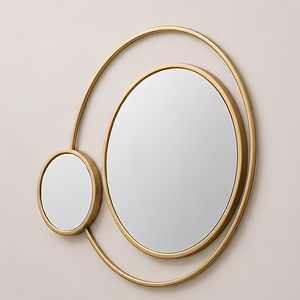 DOUBLE <b>CIRCLE</b> ACCENT <b>WALL</b> <b>MIRROR</b> Brass Round <b>Wall</b> <b>Mirror</b> Set Decorative Accent <b>Mirror</b> for Living Room Bedroom Entryway - Product Image 4