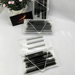 Extensions de cils ultra-rapides faites à la main, bouquets de cils préfabriqués, courbures CC/DD/L/M, tailles mixtes, poils synthétiques PBT coréens, volume facile à appliquer - Product Image 1