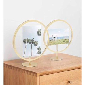 Wholesale Modern Circular Floating <b>Picture</b> <b>Frame</b> <b>Gold</b> Metal Tabletop & Wall Mounted Photo Display Minimalist Nordic Home Decor - Product Image 2