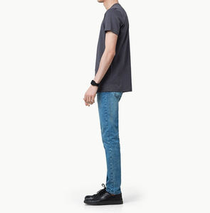 T-shirt Homme Col Rond Manches Courtes Couleur Unie Personnalisé OEM Haute Qualité 100% Coton Coupe Oversize Épaules Tombantes - Product Image 3