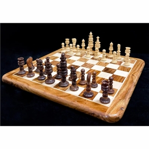 Juego de Ajedrez de Madera Tallada a Mano de Primera Calidad - Tablero de Madera Plegable/Sólido, Piezas de Ajedrez de Estilo Antiguo, Regalo y Juego de Ajedrez para el Hogar - Product Image 6