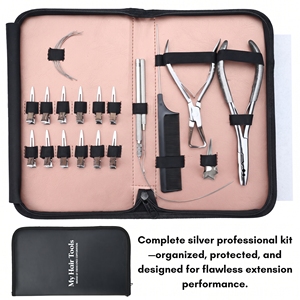 Juego Completo Profesional de Herramientas de Acero Inoxidable para Instalación de Extensiones de Cabello, Alicates y Tijeras para Crimpar Cuentas - Product Image 3