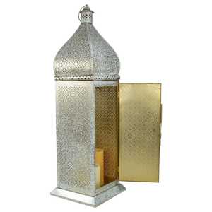 Great Quality White <b>Lantern</b> Metal Moroccan <b>Lantern</b> <b>Set</b> with Intricate Cutwork Glass Panels Warm Candle Glow Elegant Home Decor - Product Image 3