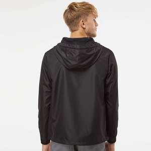 Men's <b>Black</b> Hooded <b>Windbreaker</b> Jacket Quick Dry Polyester Casual Spring Outerwear - Product Image 2