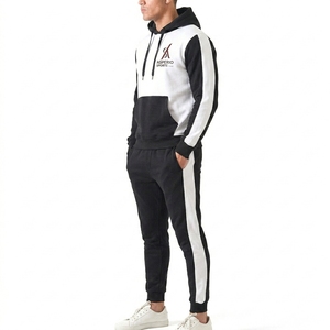 Survêtements de sport unisexes OEM coupe classique, tenue de jogging décontractée noire unie personnalisée, survêtement de sport respirant en molleton - Product Image 4