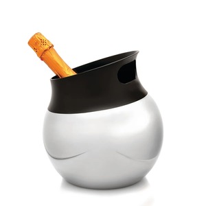 Seau à glace moderne en acier inoxydable argenté, rond, isolé, pour champagne et vin - Product Image 3