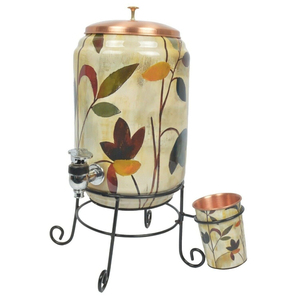 Fontaine à eau froide de luxe en cuivre émaillé brillant imprimé, avec texture marbre moderne, robinet en laiton et support, pour hôtel - Product Image 5