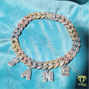 Luxury Custom <b>Name</b> Letter Necklace Iced Out Moissanite Diamond Cuban Link <b>Chain</b> Fashion Hip Hop Jewelry - Product Image 5
