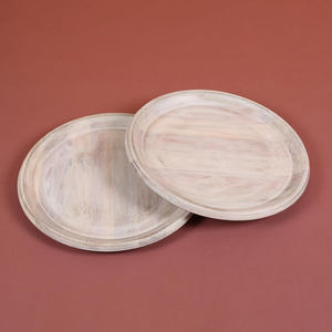Plateau en bois de manguier artisanal et assiettes rondes avec finition naturelle pour servir du fromage aux fruits ou pour la décoration de la maison - Product Image 6