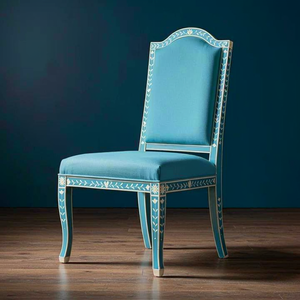Handcrafted Bone Inlay Accent Chair Ornate Floral Bone Inlay <b>Armchair</b> and Luxury Artisan Inlaid Statement Chair - Product Image 1
