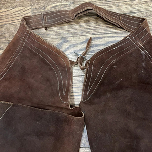 Western Cowboy Suede Leather Floral Tooled Chink <b>Chaps</b> for Adults Horse <b>Riding</b> Apparel Rodeo & Ranch Gear Western Style Suede - Product Image 4