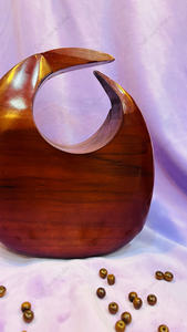 Handcrafted Crescent Cutout Wooden Clutch <b>Bag</b> <b>for</b> <b>Women</b> Designer Evening Party Wedding Statement Sculptural Purse - Product Image 3