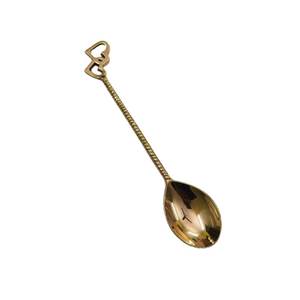 Cuchara de Latón de Diseño Novedoso, Hecha a Mano, Dorada con Relieve, Mango Largo, Extremo en Forma de Media Luna, Acabado Espejo, Apta para Lavavajillas, para Bodas y Cenas - Product Image 3