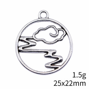 Breloque Éclair Nuage de Foudre 25x22mm en Alliage de Zinc Argent Vieilli, Cercle Ajoure pour Collier de Météorologue - Product Image 3