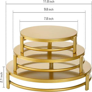 Elegant Metal <b>Cake</b> <b>Stand</b> Set Round Decorative Wedding Party Display <b>3</b> <b>Tier</b> Gold Finish Dessert Display Cupcake <b>Stands</b> Wedding - Product Image 5