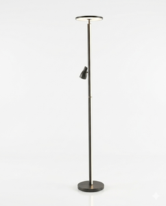Lampe de sol minimaliste en métal, abat-jour cylindrique noir, lumière LED blanc chaud, Lumetal Vietnam - Product Image 1