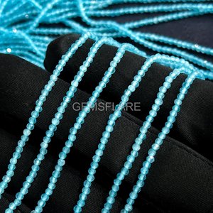 Cuentas redondas microfacetadas de calcedonia azul natural de 2 mm, cuentas de calcedonia azul para la fabricación de joyería, venta al por mayor, corte de diamante facetado - Product Image 2