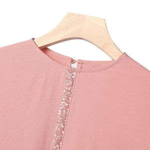 Ropa Musulmana para Mujer, Abaya Sólida con Cuello Redondo y Lentejuelas, Camisa de Manga Larga y Traje Musulmán Informal a la Moda con Pantalones Largos - Product Image 4