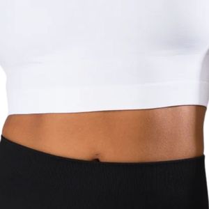 Top Deportivo Corto Blanco para Mujer, con Hombros Descubiertos y Manga Corta, para Gimnasio, Yoga, Ejercicio, Ropa Deportiva Elástica, Entrenamiento Atlético - Product Image 6