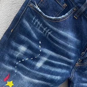 Jean droit en denim délavé 100 % coton respirant à séchage rapide, coupe slim, taille mi-haute, décontracté pour homme, idéal pour l'été – Service OEM ODM - Product Image 4