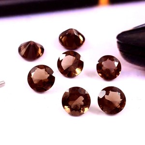 Lote al por mayor de piedras preciosas sueltas de cuarzo ahumado natural marrón de 6x6 mm, talla redonda facetada, calibradas, calidad AAA++ para fabricación de joyería. - Product Image 3