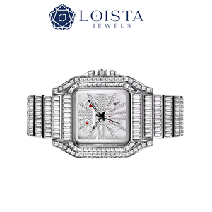 Reloj de Cuarzo Rectangular de Acero Inoxidable con Incrustaciones de Diamantes para Mujer, con Cristal de Zafiro y Cierre Desplegable - Product Image 1