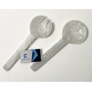 2026 Hot Selling Resin Salad Server Set Kitchenware Unique Swirl Resin Salad Spoon Set Elegant Style Resin Cutlery Tableware - Product Image 5