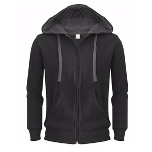 Sweat-shirt à capuche zippé en polaire pour homme, personnalisable, élégant, avec fermeture éclair contrastante, vierge, décontracté, pour la vente en gros - Product Image 1