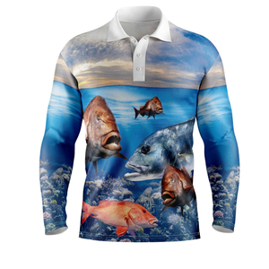 เสื้อโปโลตกปลาคอปกแบบสั่งทำ แขนยาว พิมพ์ลายแบบซับลิเมชั่น ป้องกันรังสียูวี UPF 50 แห้งเร็ว ระบายอากาศได้ดี เสื้อผ้าตกปลาสำหรับผู้ชาย - Product Image 6