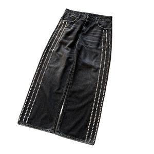 Pantalones vaqueros anchos de mezclilla con pedrería para hombre, talla grande, de pierna recta, holgados, al por mayor - Product Image 5