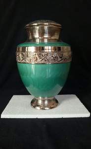 Urna Funeraria de Metal Grabada con Flor Azul, Urna de Cremación para Cenizas Humanas, Estilo Americano/Europeo - Product Image 3