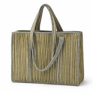 Bolso Tote de Algodón Vintage para Mujer, con Cadenas de Hombro de 18 Pulgadas, Cierre de Cremallera, Ligero, para Compras, Otoño/Invierno - Product Image 1