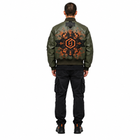 Blouson aviateur MA-1 en cuir de chèvre de qualité supérieure personnalisé pour hommes, logo brodé sur le devant, détail embossé, doublure en ripstop, automne/hiver