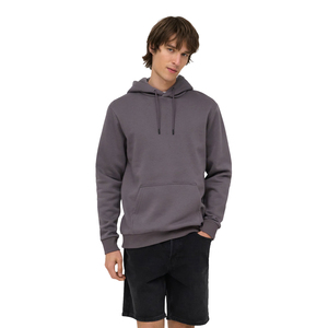 Sudadera con capucha gris sólida para hombre, informal, de manga larga, con bolsillo canguro y cordón ajustable - Product Image 2