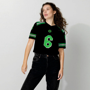Camiseta de fútbol americano de malla oversize de moda al por mayor, con estampado de número personalizado, ropa urbana y de equipo, fabricante OEM, top para mujer - Product Image 2