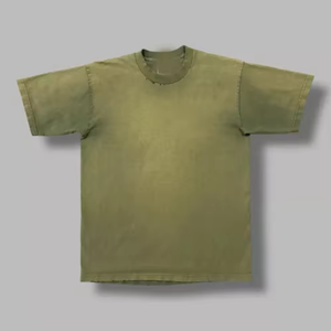 Camiseta de mujer de talla grande, estilo urbano retro, efecto desgastado por el sol, con cuello redondo, lavado ácido, personalizada, vintage, 100% algodón, tejido ligero - Product Image 2