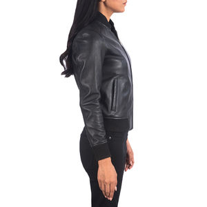 Veste bomber en cuir véritable vintage de luxe OEM, veste de mode pour femmes, veste bomber sur mesure, veste bomber de créateur - Product Image 3