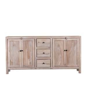 Commode à tiroirs en bois de manguier sablé, design vintage, style farmhouse, bois massif, finition naturelle, salon, salle à manger, hôtel - Product Image 1