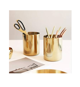 Portalápices de Latón de Alta Calidad, Organizador de Escritorio con Diseño de Hoja, para Oficina y Escuela, en Venta - Product Image 3