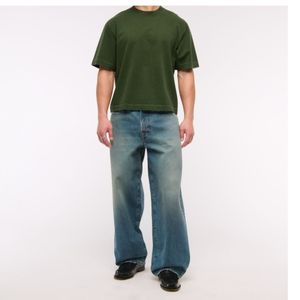 Camiseta Verde Vintage Lavada para Hombre, Oversize, de Algodón, Cuello Redondo, Manga Corta, Estilo Urbano, Personalizable con Logotipo, OEM, Venta al Por Mayor - Product Image 4