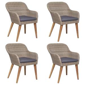 Juego de Comedor para Jardín Negro con Sillas Marrones y Cojines Gris Oscuro - Product Image 4