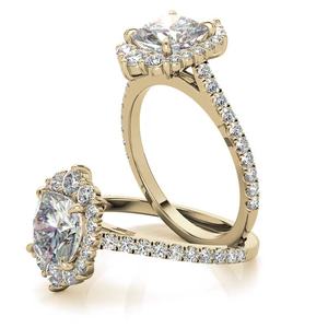 แหวนแต่งงาน/หมั้นเพชรทรงคุชชั่นสีเหลืองน่ารัก ประดับเพชรแล็บโกรว์ 14K/18K ทองคำขาว รับรองโดย IGI - Product Image 2