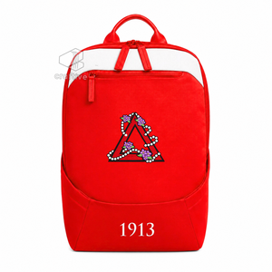 Delta | Sigma |   Mochila para ordenador portátil para mujer de Theta Sorority, mochila escolar de viaje, compartimento acolchado para ordenador portátil, correas ajustables para los hombros - Product Image 1
