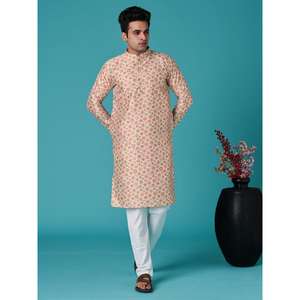 ข้าวสาลี Kurta งานทอพิมพ์ลำดับผ้าฝ้ายที่ได้รับความนิยม - Product Image 3