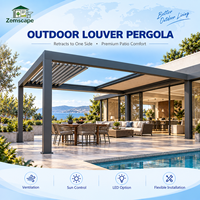 Pergola Bioclimatique Motorisée en Aluminium Prête à l'Emploi, Pergola Rétractable, Pergola Pavillon Étanche pour Terrasse et Patio