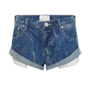 Shorts de Mezclilla Ajustados de Cintura Media para Mujer, Shorts Casuales de Verano con Cierre de Botones, Lavado Claro Personalizado, 100% Mezclilla - Product Image 6